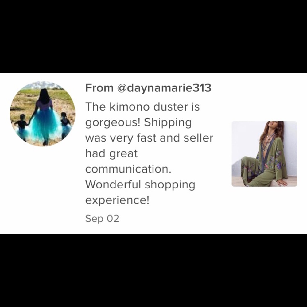 New! Olive Floral Embroidered Kimono Duster - Picture 9 of 10